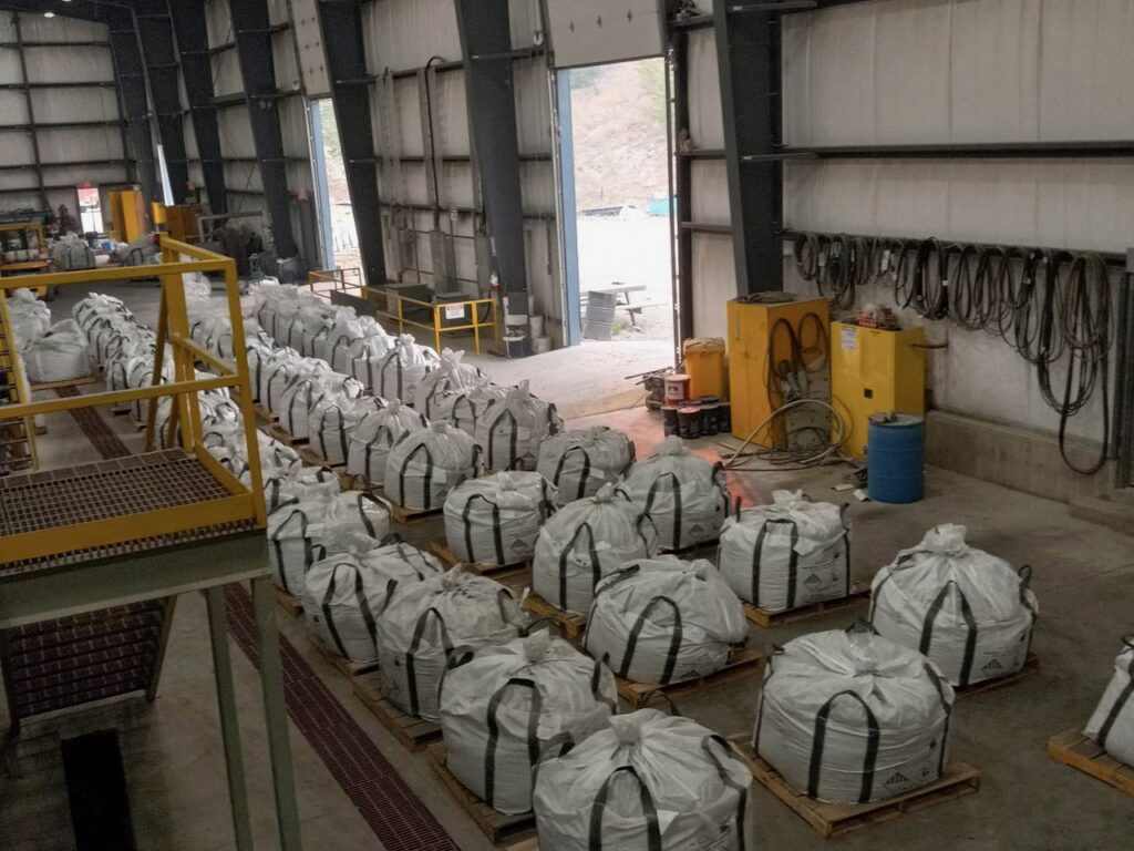 Bags of concentrate at Nicola Mining